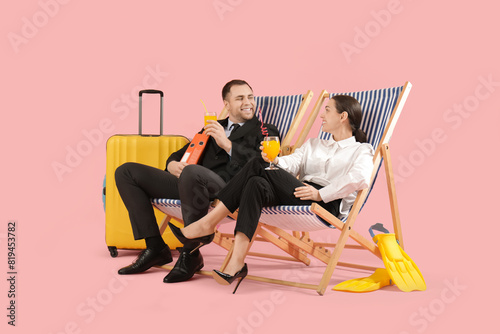 Happy office workers with c...
