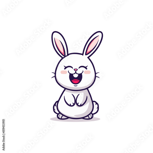 Cute expressions of cartoon rabbits on white background