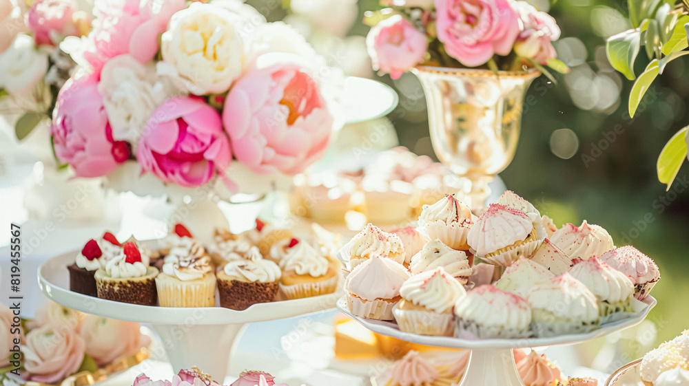 Wedding decoration with peonies, floral decor and event celebration, peony flowers and wedding ceremony in the garden, English country style Wedding decoration with peonies, floral decor and event celebration, peony flowers and wedding ceremony in the garden, English country style