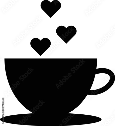 hearts love coffee cup cafe icon