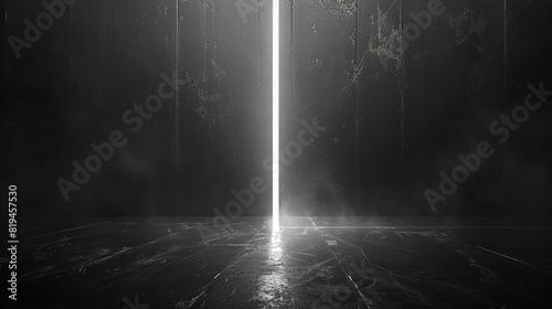 Empty futuristic dramatic sci-fi scene. Reflection of neon lights on wet asphalt. Dark background. Generative AI