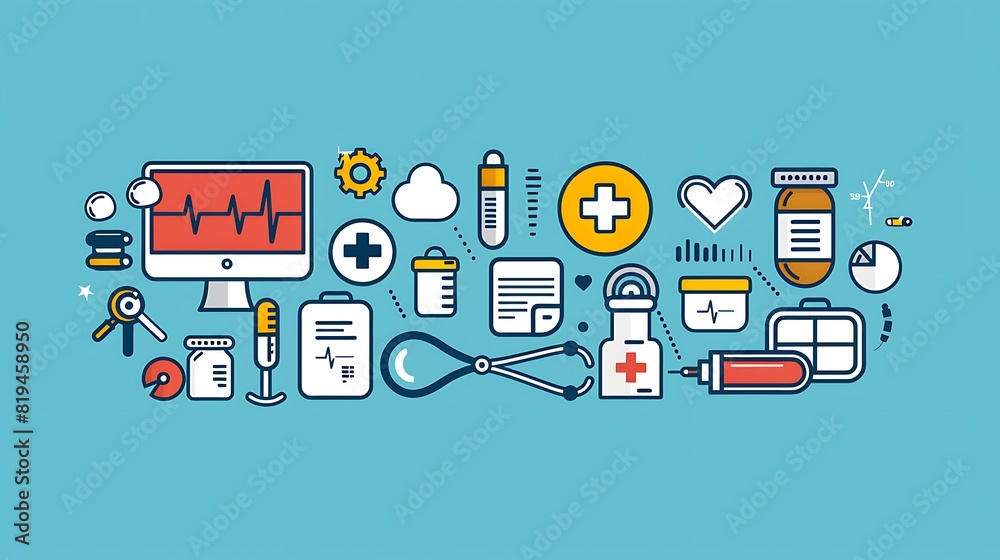 Futuristic Healthcare Medicine Concept in Web and Graphic Design Style