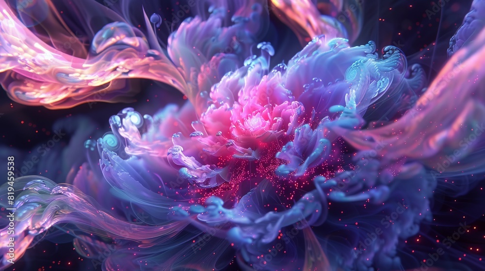 Within the depths of virtual space, a spectral bloom unfurls a convergence of code and creativity, casting a captivating aura. Within the depths of virtual space, a spectral bloom unfurls a convergence of code and creativity, casting a captivating aura.
