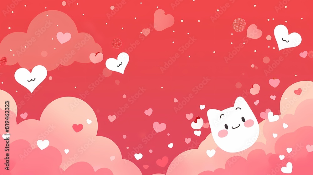 Sweet Valentine's Day Delight - Adorable Kawaii Red and Pink Background for Love Celebration Sweet Valentine's Day Delight - Adorable Kawaii Red and Pink Background for Love Celebration