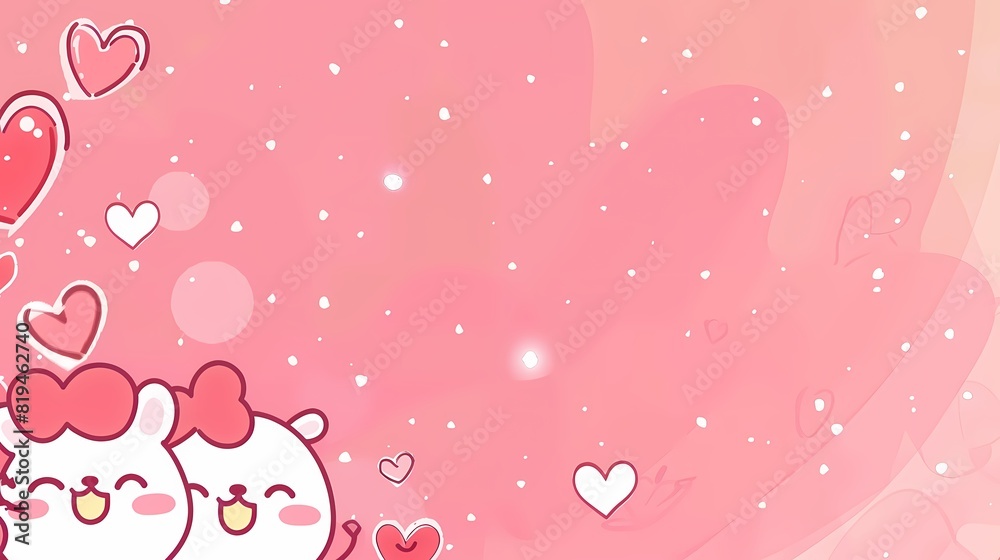 Sweet and Simple: Delightful Valentineâ€™s Day Kawaii Background in Red and Pink Hues