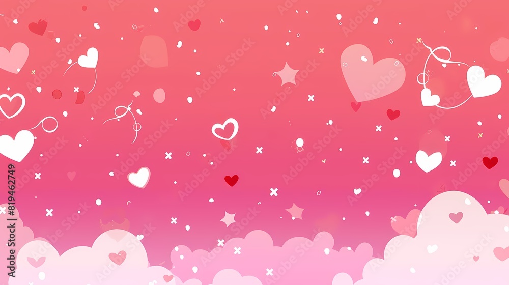 Sweet and Simple Valentine's Day Kawaii Background in Red and Pink Sweet and Simple Valentine's Day Kawaii Background in Red and Pink