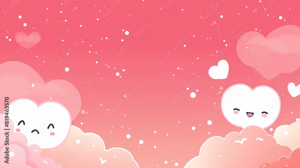 Sweet and Simple Valentine's Day Kawaii Background in Red and Pink Hues Sweet and Simple Valentine's Day Kawaii Background in Red and Pink Hues