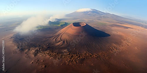 Drone aerial view of volcano de la corona is a meters high extinct volcano on the canary 
 photo