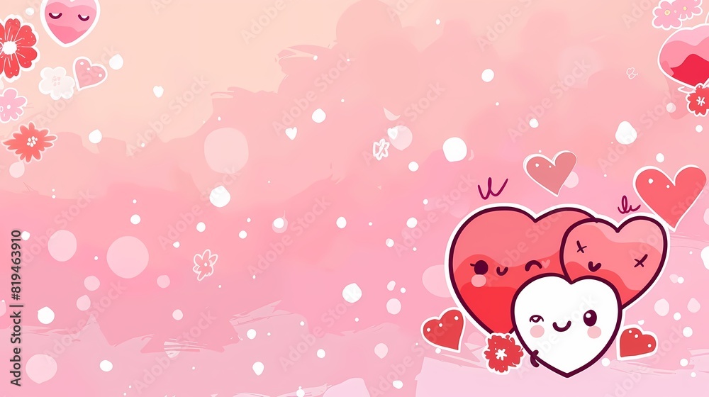 Sweet and Simple Valentine's Day Kawaii Background in Red and Pink Tones Sweet and Simple Valentine's Day Kawaii Background in Red and Pink Tones