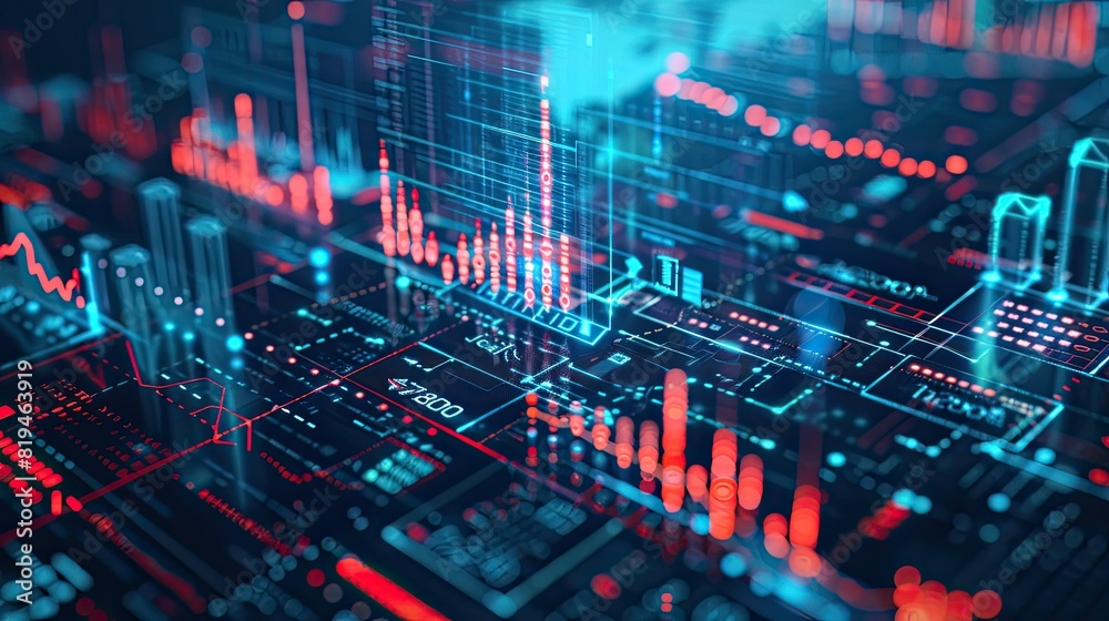 Concept of finance and modern management, data visualization, cybernetic sci-fi, business concepts, digital information, charts and graphs Concept of finance and modern management, data visualization, cybernetic sci-fi, business concepts, digital information, charts and graphs