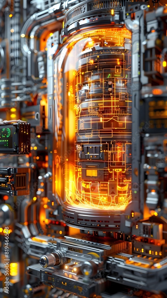 Intricate Cross-Section of a Highly-Advanced Nuclear Reactor Core with Glowing Enriched Uranium Fuel Rods,Detailed Schematics,and Complex Holographic Intricate Cross-Section of a Highly-Advanced Nuclear Reactor Core with Glowing Enriched Uranium Fuel Rods,Detailed Schematics,and Complex Holographic