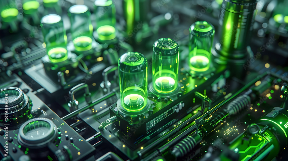 Intricate Glowing Green Uranium Reactor Design with Vibrant Futuristic Machinery and Technical Schematics in Minimalist Cinematic Setting Intricate Glowing Green Uranium Reactor Design with Vibrant Futuristic Machinery and Technical Schematics in Minimalist Cinematic Setting