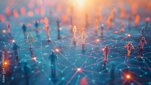 A network of interconnected people symbolizes the idea that social media is an active and dynamic environment, between different individuals form a web or field.
 photo
