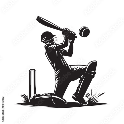 Cricket Silhouette vector flat illustration.