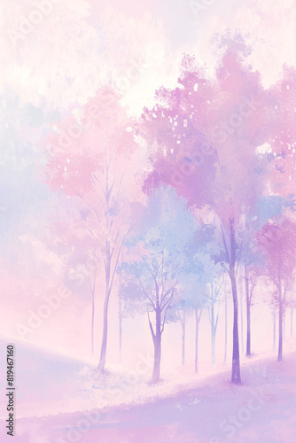 Craft a Serene Pastel Woodland with Abstract Artistry © WoofStudio