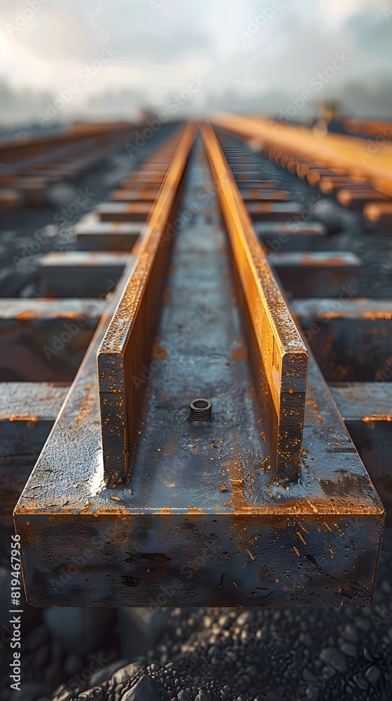 Steel Railway Tracks Amid Rusted Abandoned Industrial Landscape in Cinematic Atmospheric Tones
