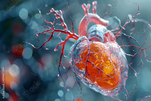 Stem Cell Heart Tissue After Myocardial Infarction in Cinematic Photographic Style photo