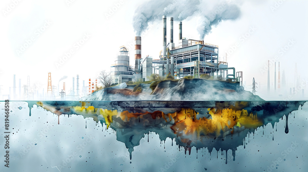 Sustainable Geothermal Power Depicted in Watercolor