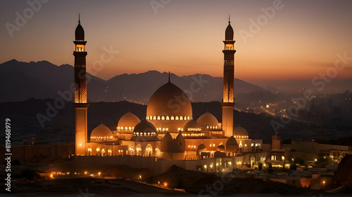 blue mosque at night