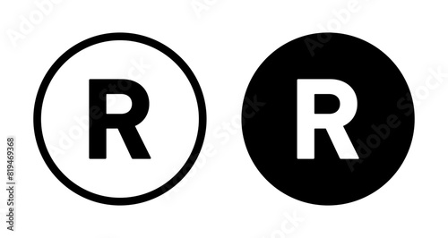 Registered line icon set. R register symbol. copyright trademark registered R sign suitable for apps and websites UI designs. photo