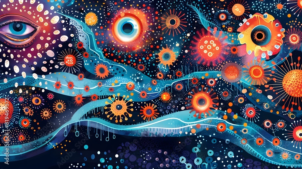 Naklejka premium Vibrant Graphic Depiction of Immunological Defense against Pathogens