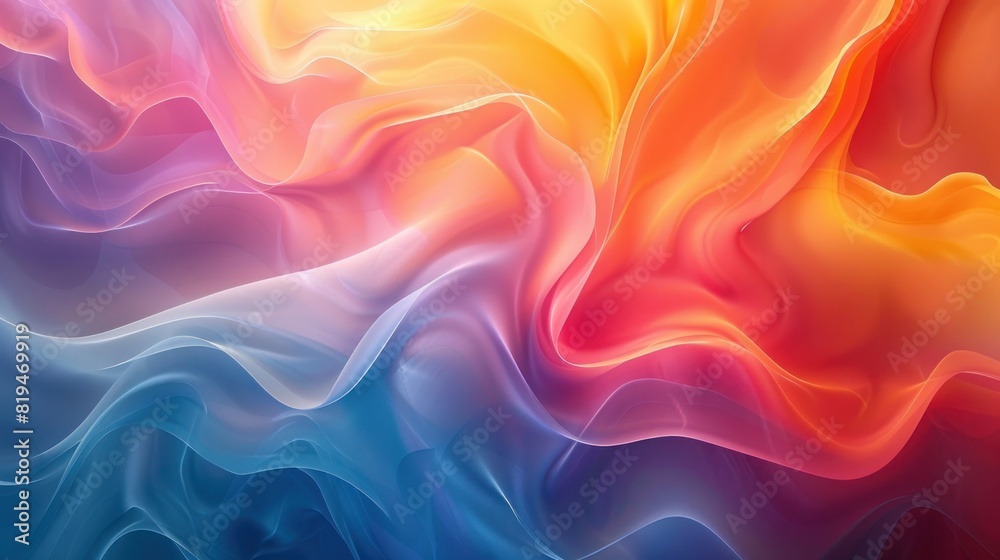 Obraz premium A colorful, abstract painting with a blue and orange swirl