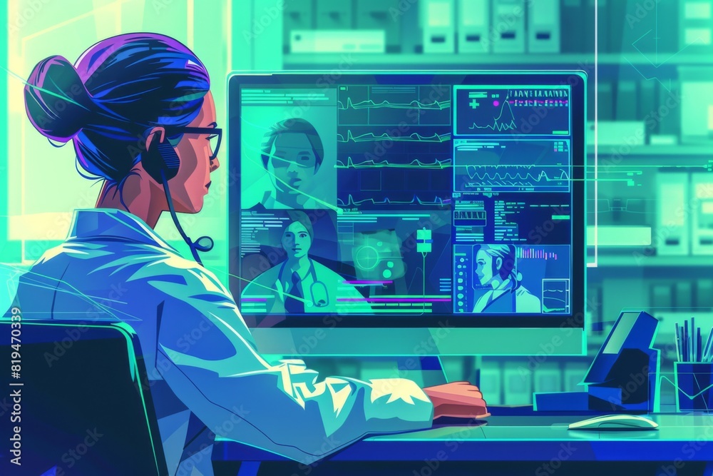 Telemedicine consultation illustration created with generative ai Telemedicine consultation illustration created with generative ai