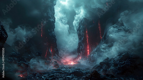 Traversing the Cryptic Underworld:An Otherworldly Volcanic Landscape Shrouded in Primordial Mystery photo