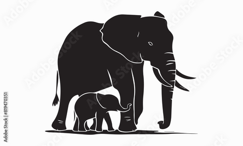 wild illustration tusk silhouette wildlife logo elephant icon black animal mother nature baby mom day happy love kid family shape mammal child zoo for vector graphic background