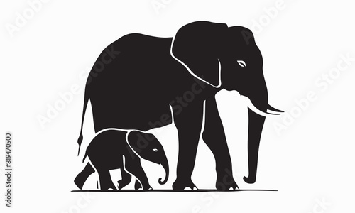 wild illustration tusk silhouette wildlife logo elephant icon black animal mother nature baby mom day happy love kid family shape mammal child zoo for vector graphic background