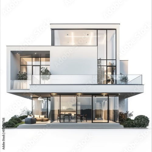 a detailed 3d render of a modern and luxury house on a white background © Gedel