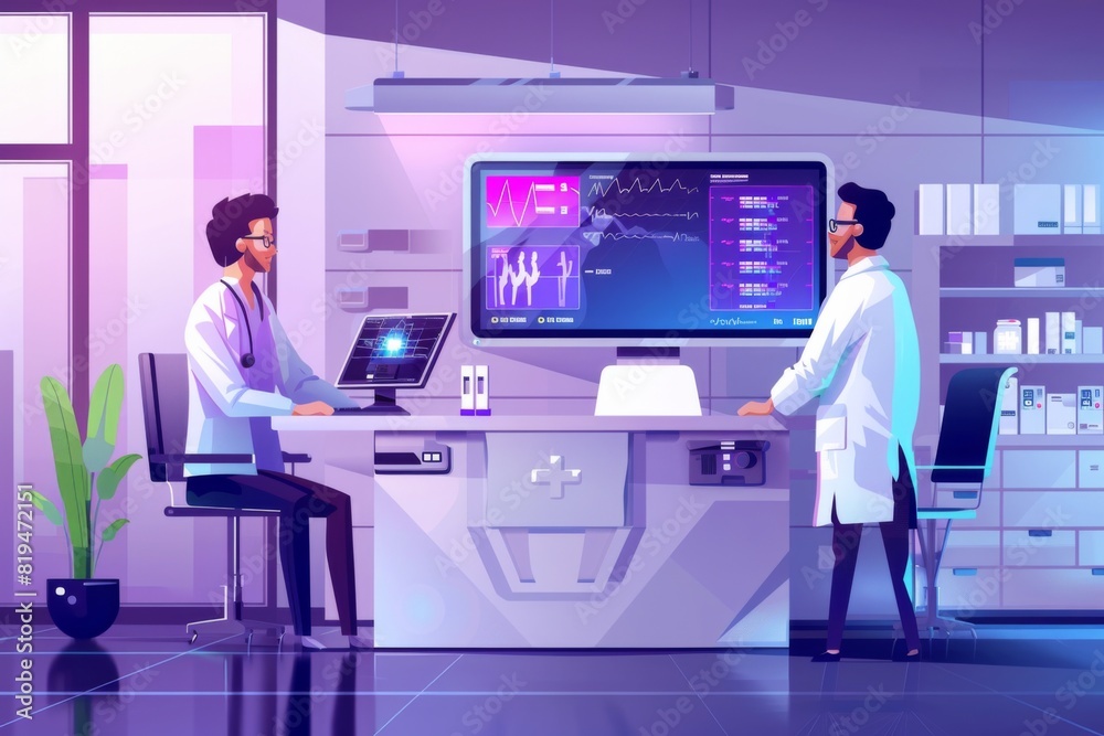 Telemedicine consultation illustration created with generative ai