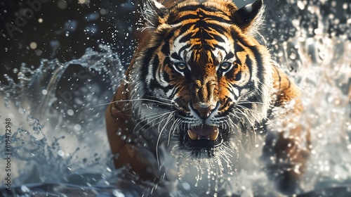 Glorious Tiger fight in water
