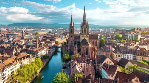 Strasbourg Cathedral from the sky photo