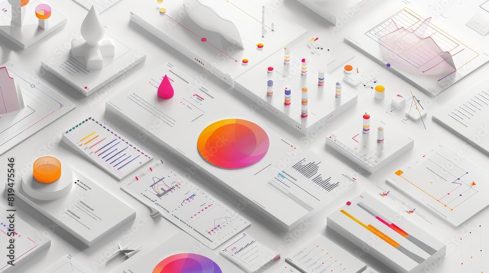Development of data tools visualized in a minimalist style with clear and concise designs.