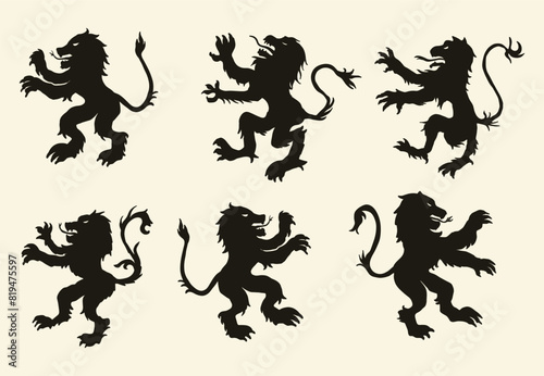 Silhouette Lion of Heraldry Emblem template