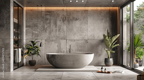 Modernist bathroom with clean lines and industrial accents.