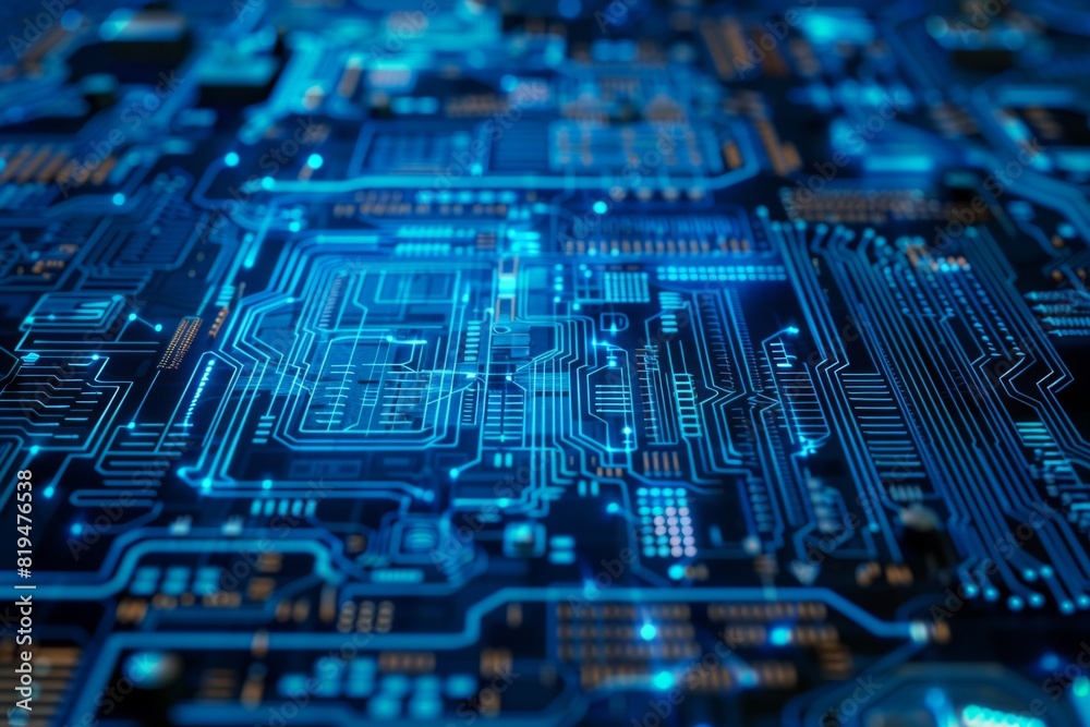 Close-Up of High-Tech Circuit Board with Microchip Close-Up of High-Tech Circuit Board with Microchip