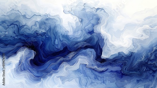 Blue and white abstract painting.