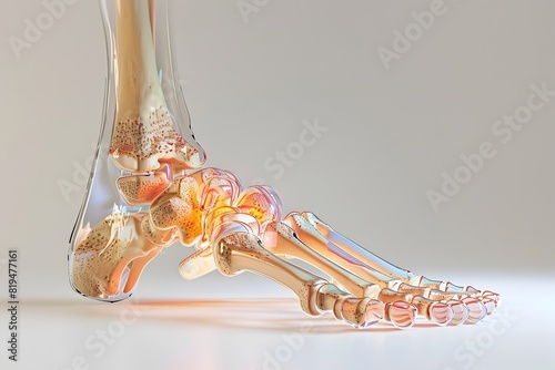 Anatomical Foot Skeleton with Gout Inflammation Highlights in Clinical Setting