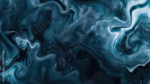 Blue and black liquid marble AIG51A. photo