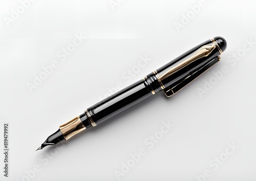 Wallpaper Mural Top view of a stylish black fountain pen isolated on a white background. Torontodigital.ca