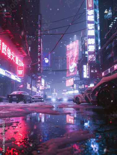 The concrete city, lit by neon and milleniwave tech, bows to a cyberpunk king with the power to regenerate photo
