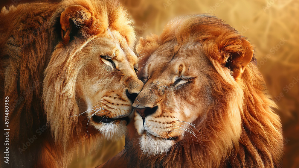 Naklejka premium Amazing Lions in love