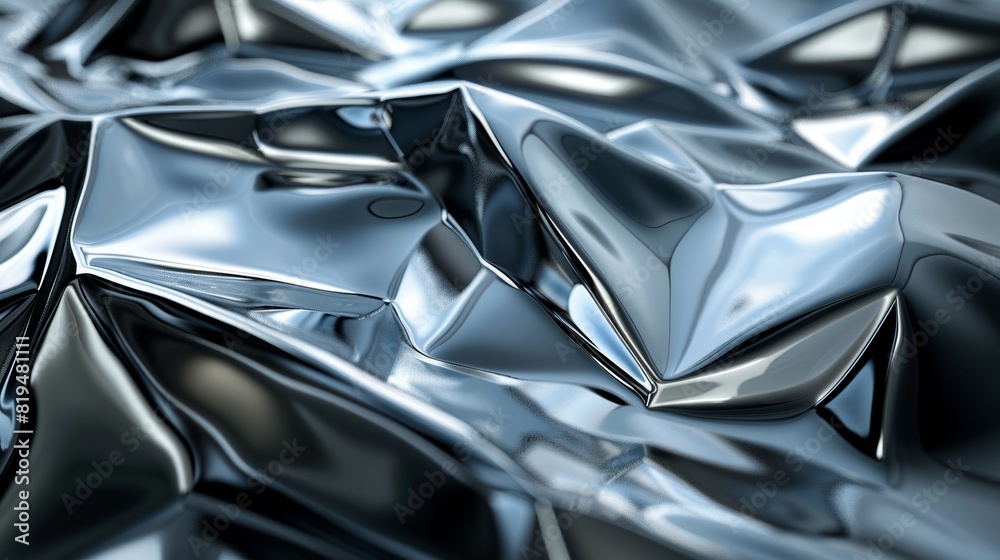 The image is a close-up of a crumpled metal surface. The metal is shiny and reflects the light. The surface is also very detailed, with lots of small bumps and scratches. The image is a close-up of a crumpled metal surface. The metal is shiny and reflects the light. The surface is also very detailed, with lots of small bumps and scratches.