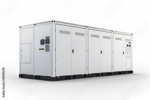 Obraz na płótnie Realistic photograph of a complete Energy Storage Solutions,solid stark white background, focused lighting w salonie