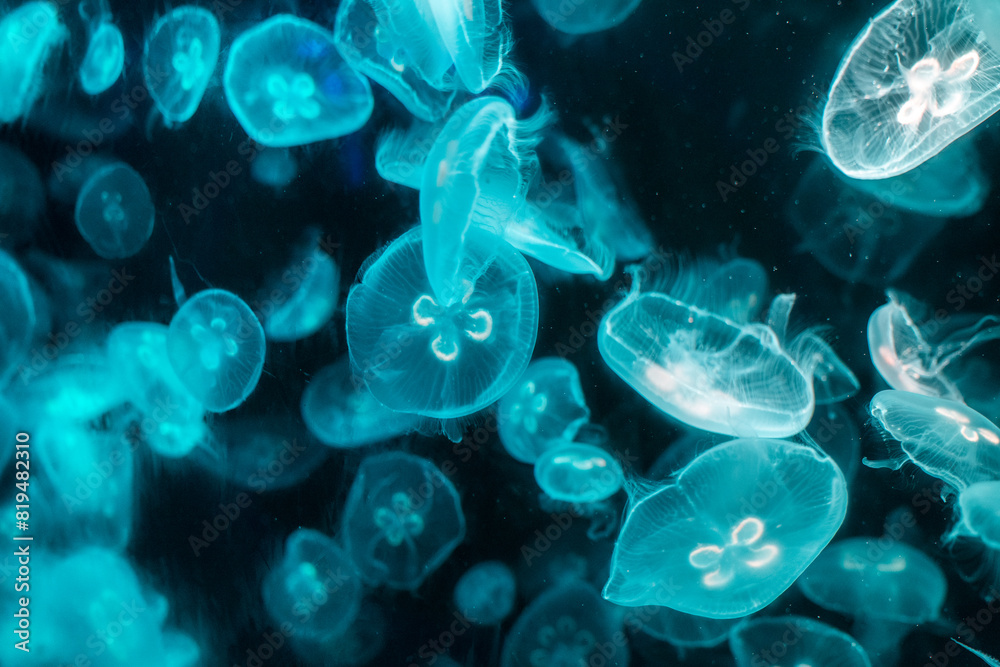 jellyfish in the night, jellyfish in the water jellyfish in the night, jellyfish in the water
