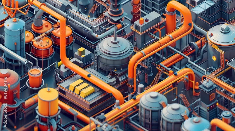 Fototapeta premium Intricate Isometric of Lockout-Tagout Safety Procedures in Manufacturing Environment