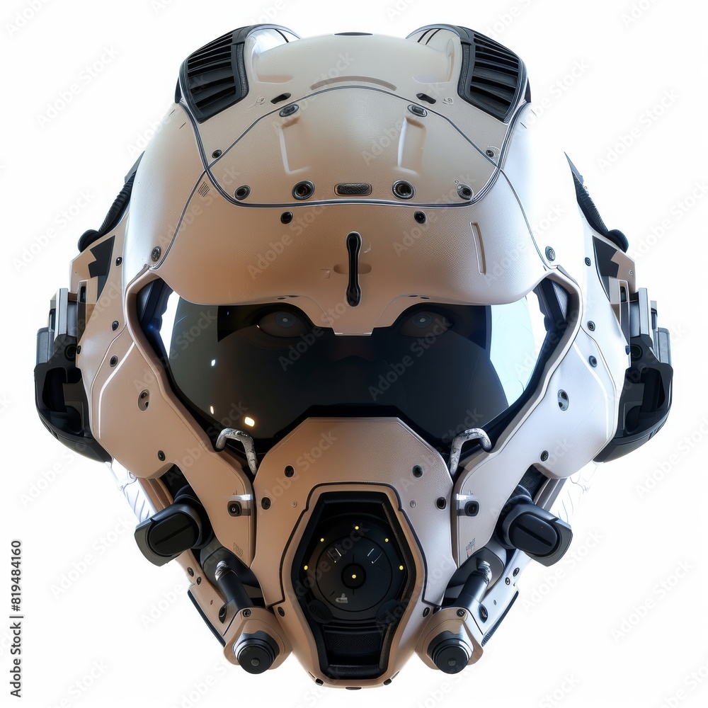 Futuristic helmet with black visor Futuristic helmet with black visor