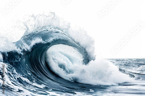 Realistic photograph of a complete Wave Energy,solid stark white background, focused lighting photo